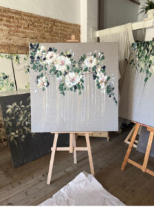 Cuadro de rama de flores blancas
